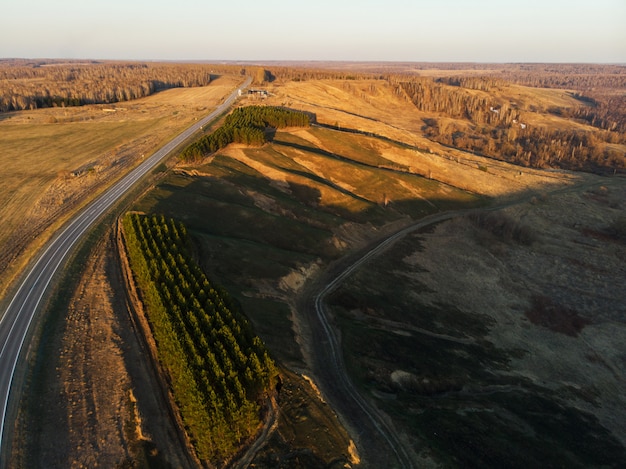Aerial view of a summer road Premium Photo