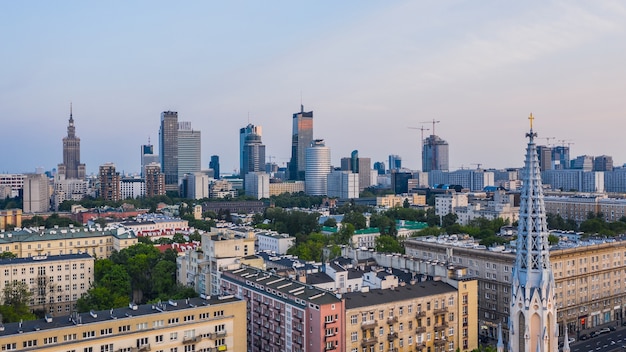 Premium Photo | Aerial View Of Warsaw Downtown During Dusk