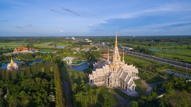 Premium Photo Aerial View Wat None Kum In Nakhon Ratchasima Province Thailand