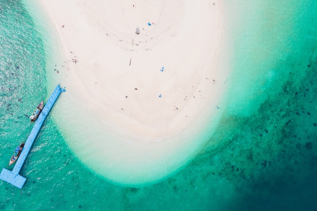 Premium Photo | Aerial view of white beach in khai island, phuket thailand