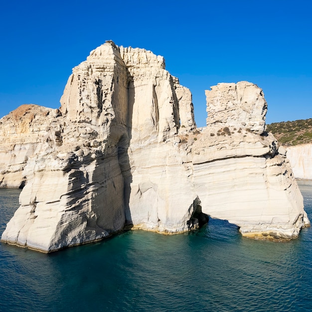 Premium Photo | Aerian view of famous rock at kleftico beach, milos, greece