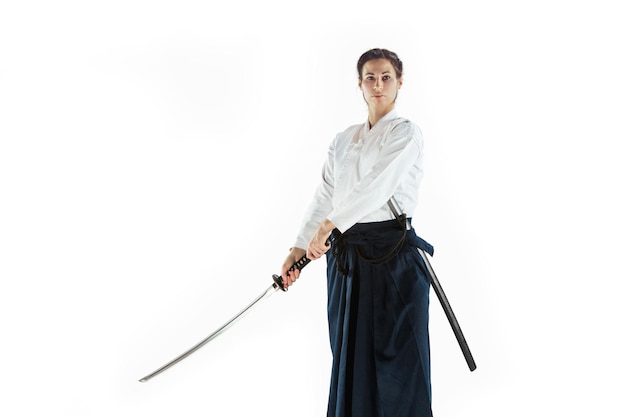 Premium Photo | Aikido master practices defense posture