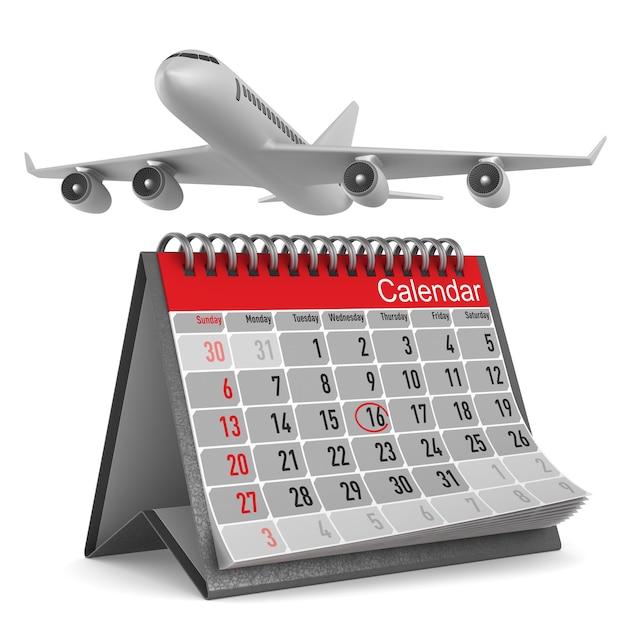 Premium Photo | Airplane and calendar on white