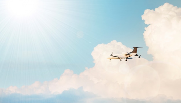Airplane flying in a cloudy sky Free Photo