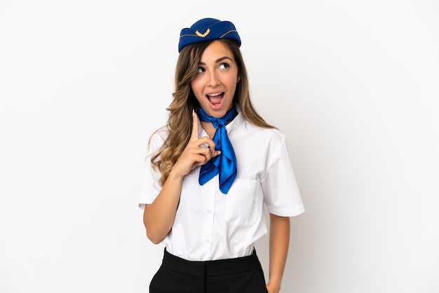 Premium Photo | Airplane stewardess over isolated white background ...