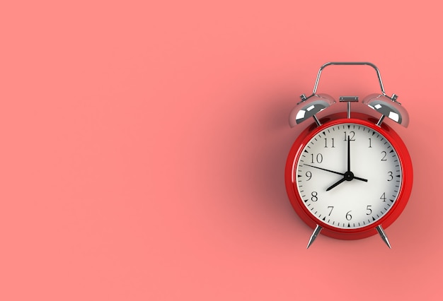 Premium Photo | Alarm clock on red background, 3d rendering