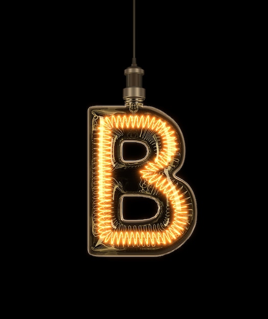 Premium Photo | Alphabet B Made Of Light Bulb.