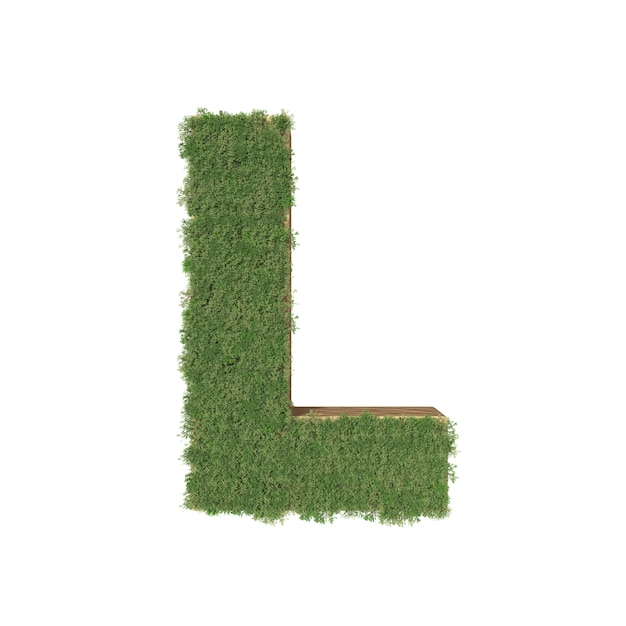 Premium Photo | Alphabet l made of green tree on white background