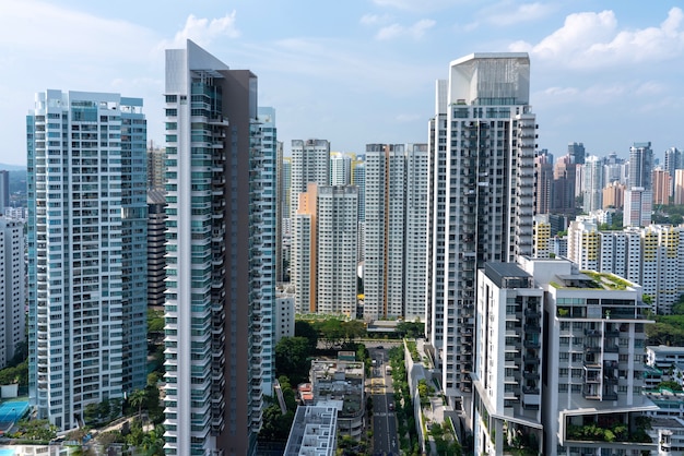 Amazing aerial shot of the singapore cityscape with lots of skyscrapers Free Photo