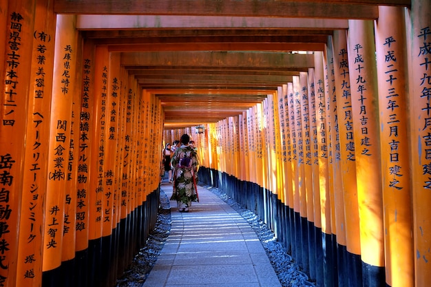 Premium Photo | Amazing wooden orange color gate with japan quote in ...