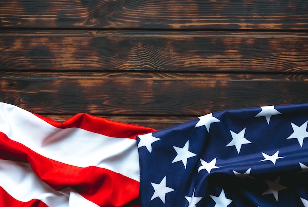 American flag on wooden background | Premium Photo