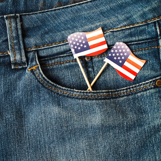 jeans with flag on pocket