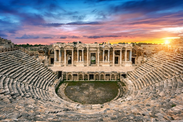 Free Photo Amphitheater In Ancient City Of Hierapolis At Sunset