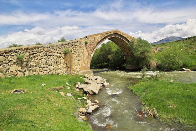 The ancient bridge in the mountains of the caucasus, armenia  Premium 