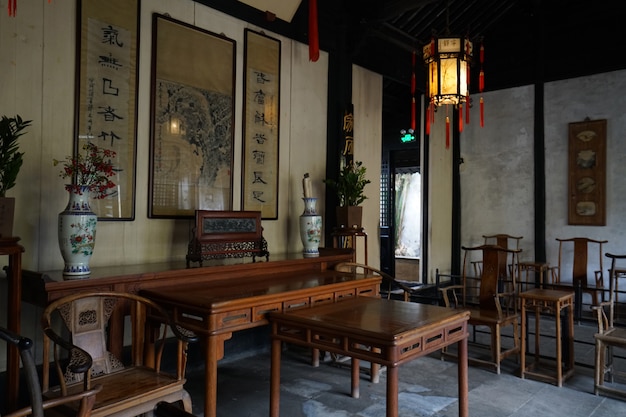 Ancient chinese indoor hall shen hall is located in nanshi street, east ...