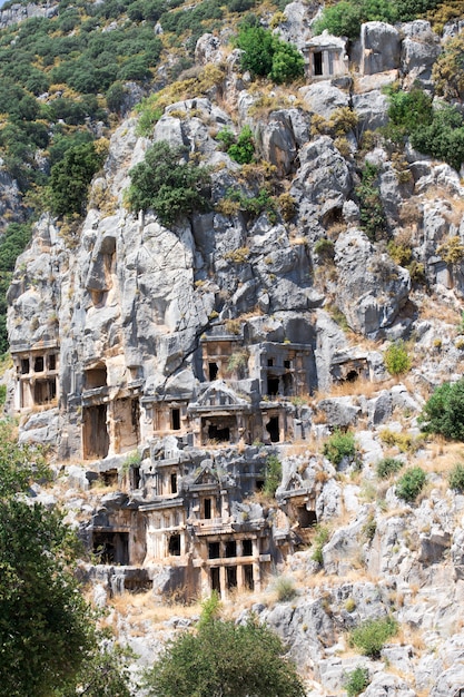 Premium Photo Ancient Rock Cut Tombs In Myra Demre Turkey