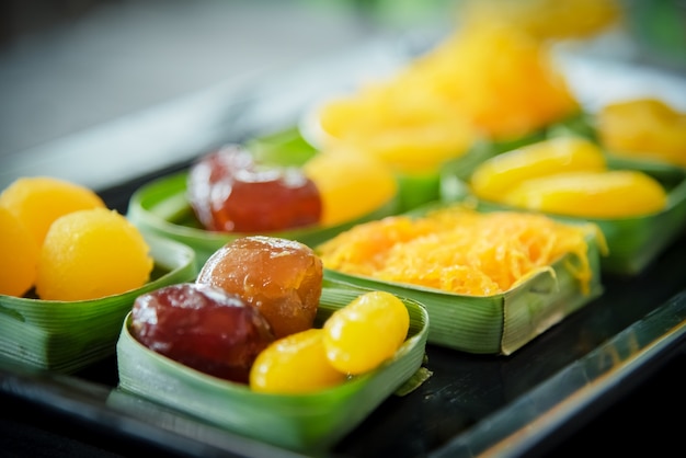 Ancient thai dessert, thai sweet dessert set,egg yoke ...