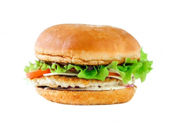 Premium Photo | Appetizing chickenburger on a white background isolate