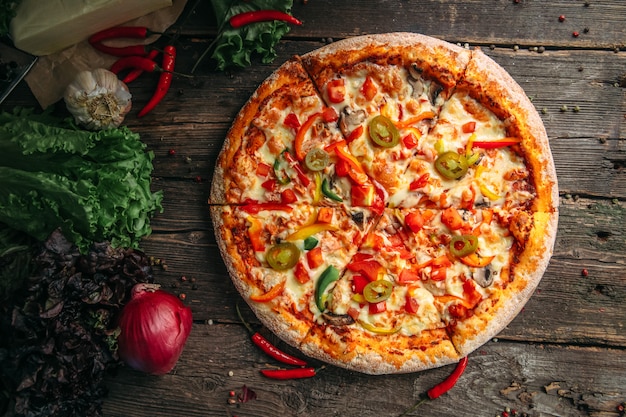 Premium Photo | Appetizing pepper pizza with jalapeno