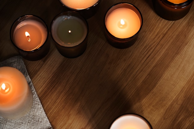 Aromatic candle border background aerial view Free Photo