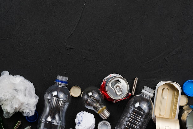 Arrangement of different garbage types Free Photo