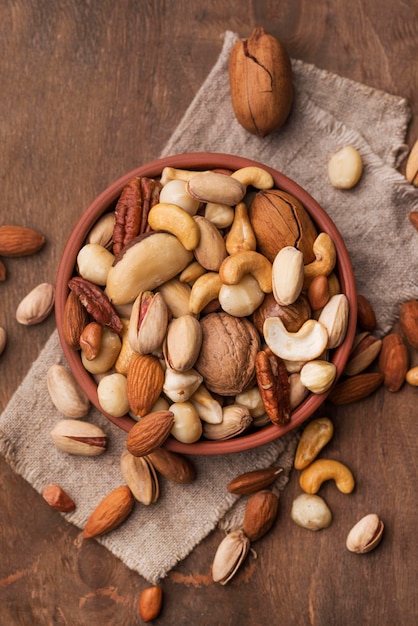 Premium Photo | Arrangement of nuts in bowl