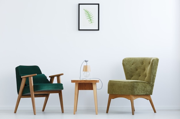Premium Photo | Ascetic interior with green chairs