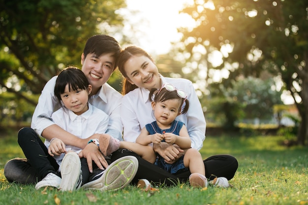 Asian family portrait with happy people smiling at the park ,Lifestyle ...