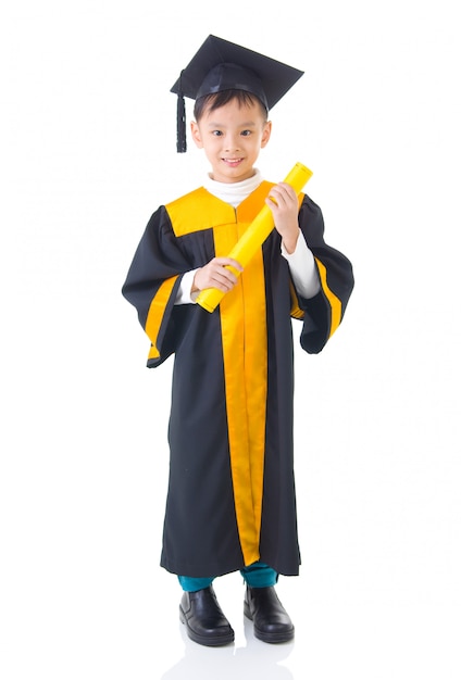  Asian kid in graduation gown