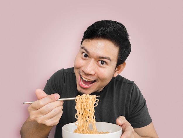 Premium Photo Asian Man Feel Surprise With How Delicious Instant