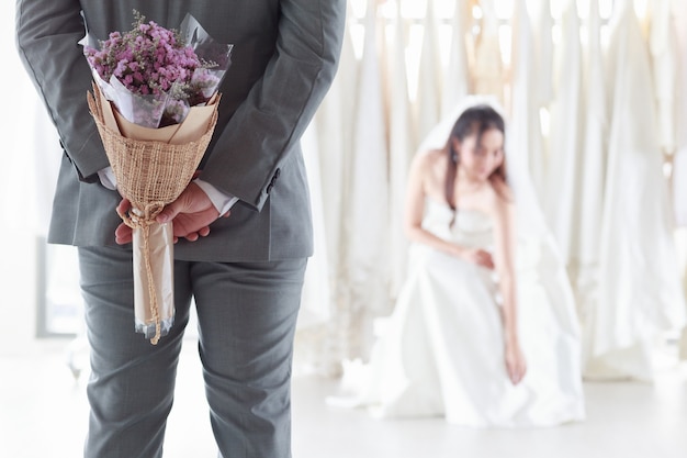 woman wearing suit to wedding