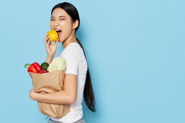Premium Photo | Asian woman eating vegetables