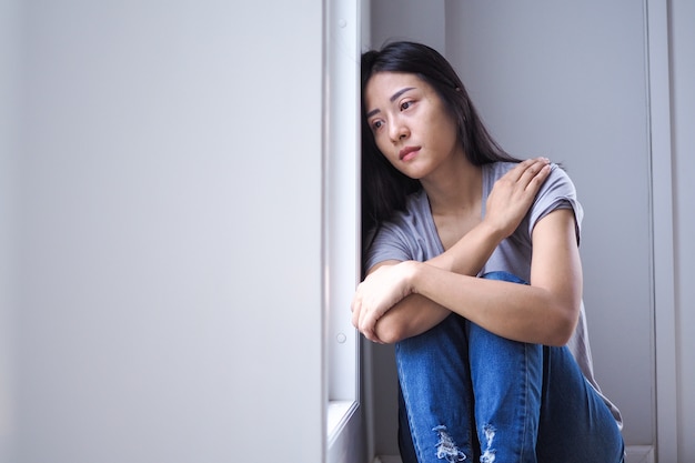 Premium Photo | Asian women with mental illness, anxiety