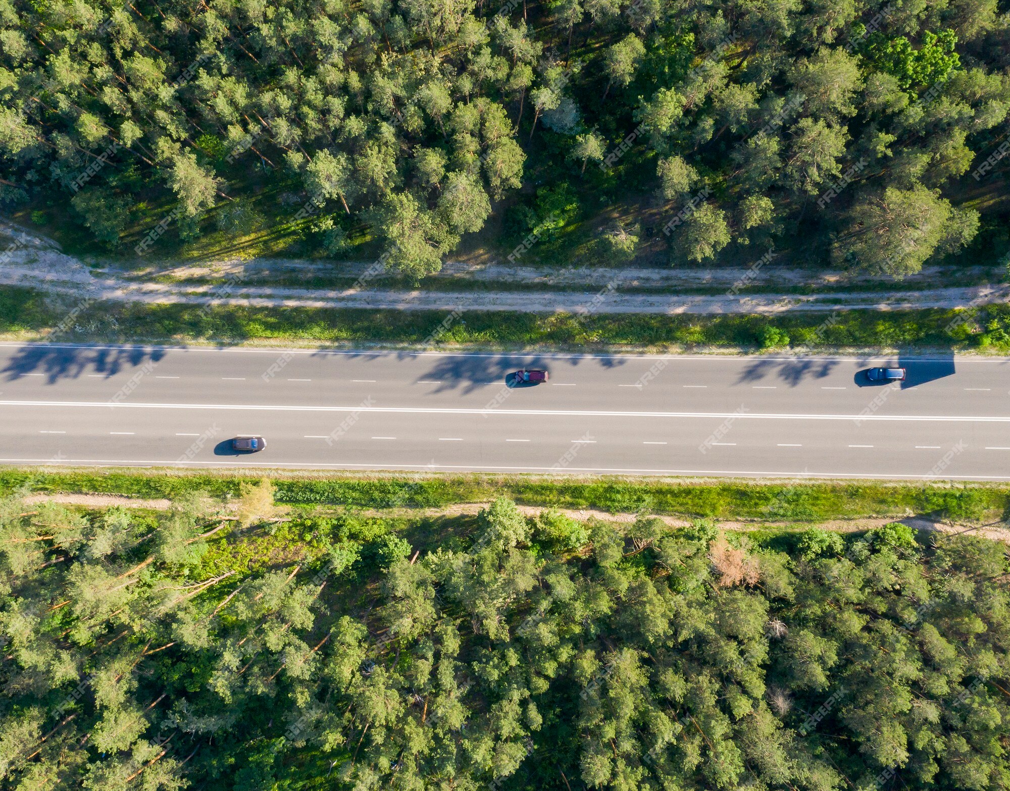 Premium Photo | Asphalt road view from above