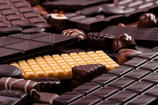 Premium Photo | Assorted chocolate bars and candy, delicious food for ...