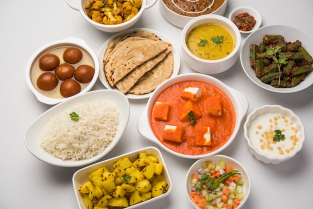 Premium Photo | Assorted indian food in group