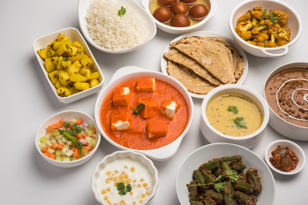 Premium Photo | Assorted indian food in group