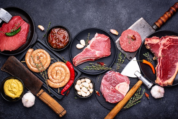 Premium Photo | Assortment of various types of meat