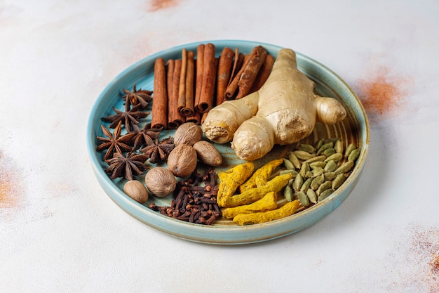 Assortment of winter spices. Free Photo