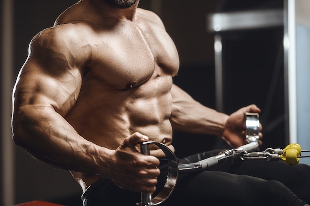 Premium Photo | Athletic men pumping up muscles doing workout exercises ...