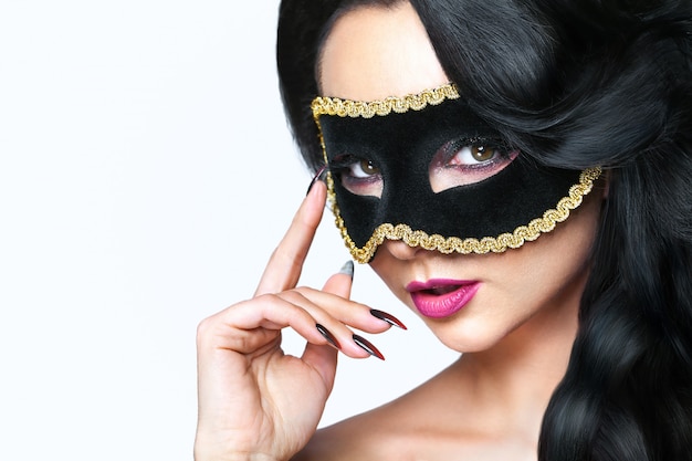 Premium Photo | Atractive young woman with venice mask