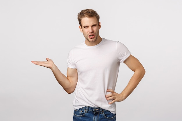 Premium Photo Attractive Blond Bearded Man In White T Shirt