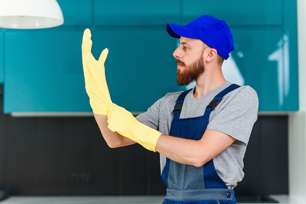 Premium Photo | Attractive guy with well-groomed beard from cleaning ...