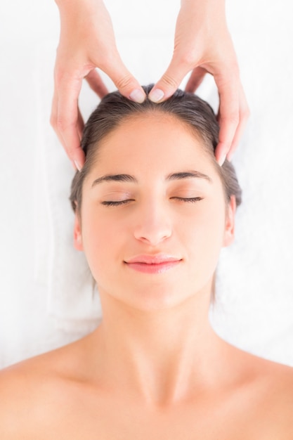 Premium Photo Attractive Woman Receiving Head Massage At Spa Center