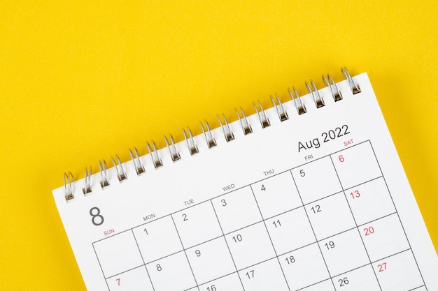 Premium Photo August Month Calendar Desk 2022 For Organizer To