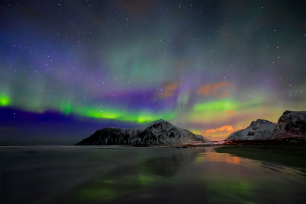 Premium Photo | Aurora borealis northern lights. lofoten islands, norway