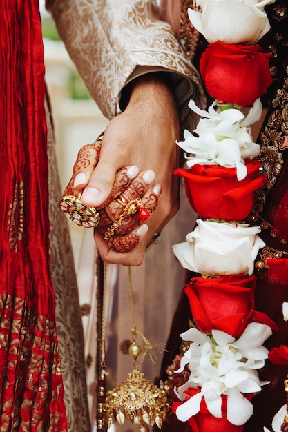 Authentic Indian Bride And Groom S Hands Holding Together In