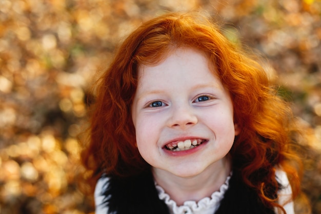 Autumn Vibes Child Portrait Charming And Red Hair Little Girl