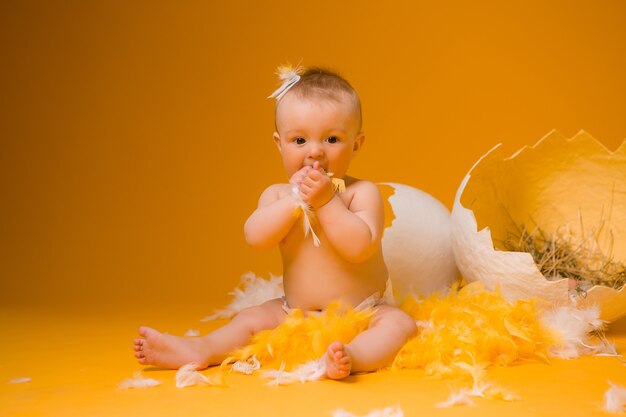 baby chicken costume with feathers
