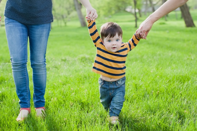 a baby learning to walk